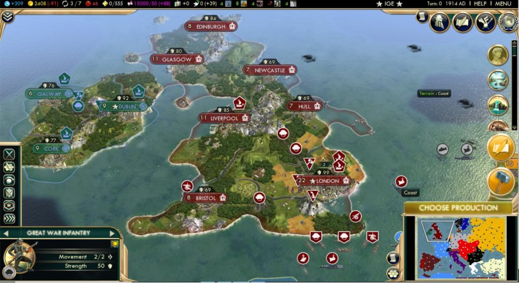 WWI britain map Civ5